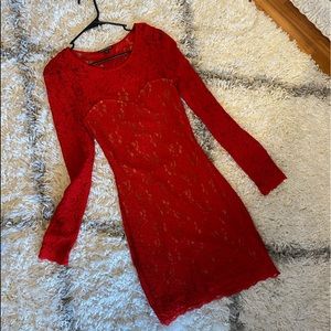 Perfect Condition Red Lace Express Dress Open Back